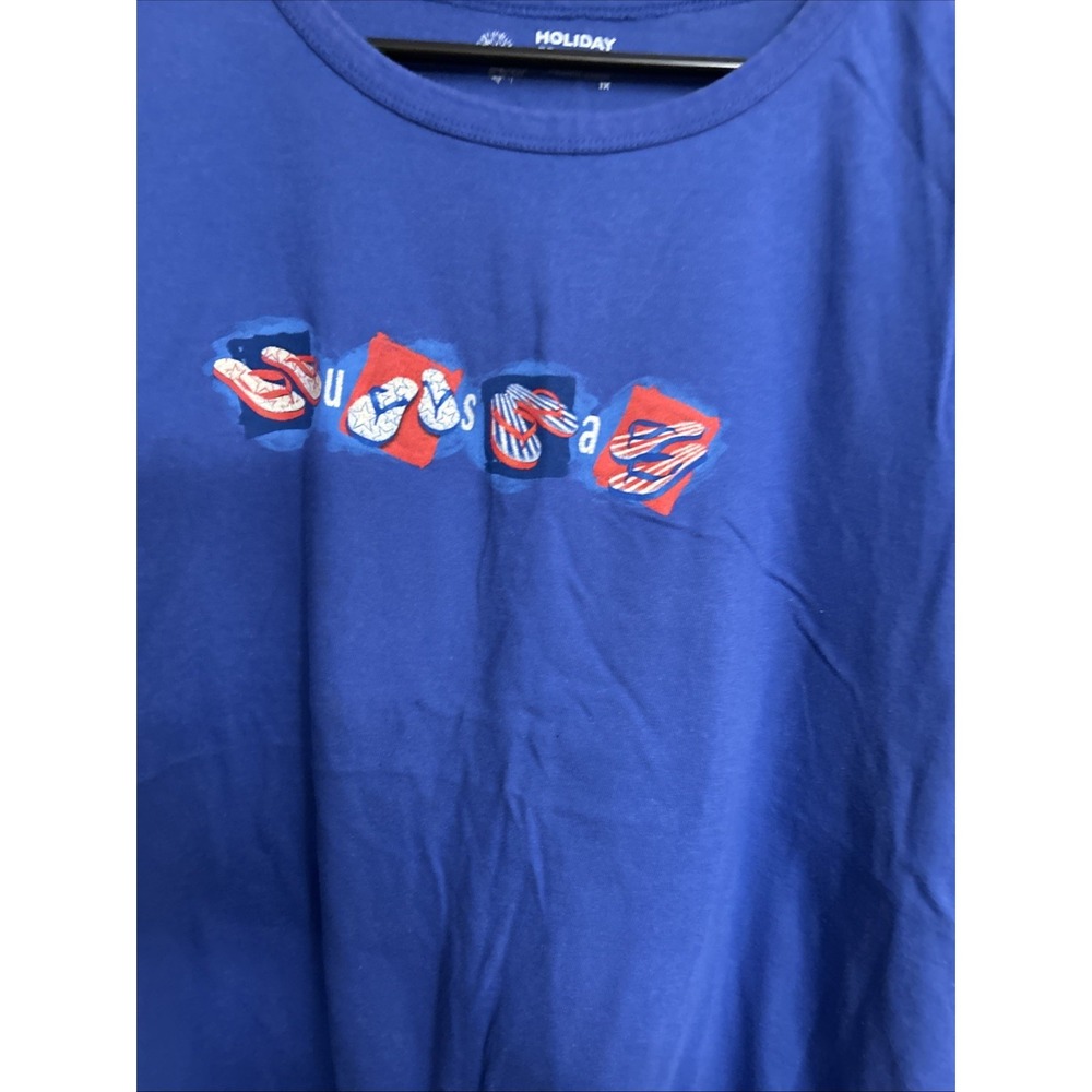 Lot 2 Summer Tops 3X Red White‎ Blue Short Sleeve - Picture 2 of 6
